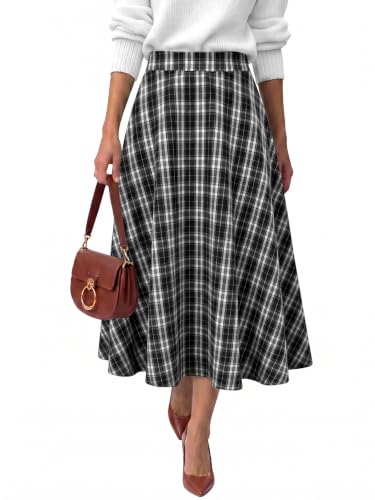 ANRABESS Plaid Maxi Skirt