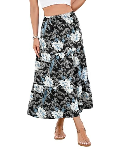 YSYOKOW Women's Boho Maxi Skirt with Pockets -