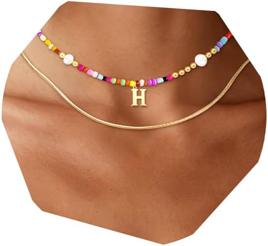 Colorful Beaded Initial Necklace