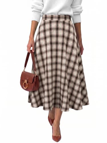 ANRABESS Plaid Maxi Skirt