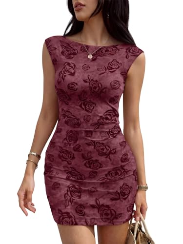 Boat Neck Floral Dress