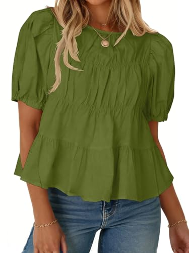 Cotton Puff Sleeve Babydoll Top