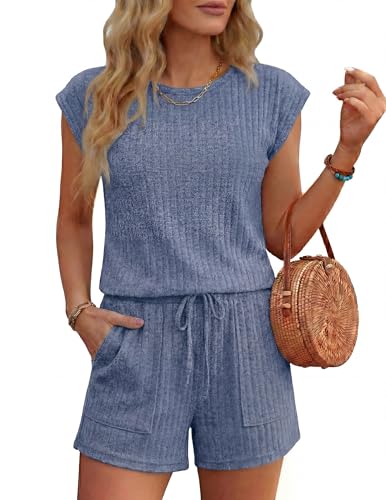 Ribbed Tie Waist Romper