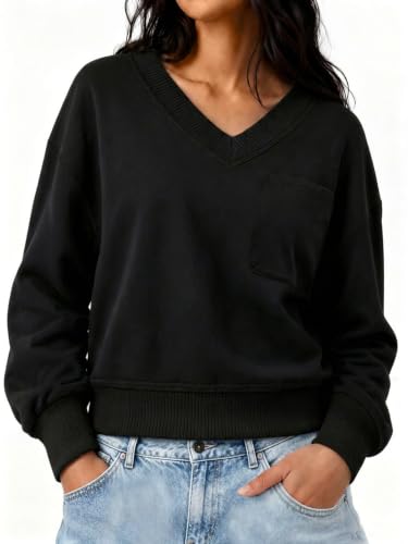 V Neck Crop Sweatshirt