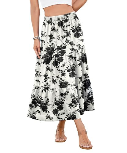 YSYOKOW Women's Boho Maxi Skirt with Pockets -