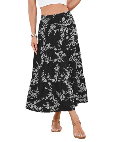 YSYOKOW Women's Boho Maxi Skirt with Pockets -
