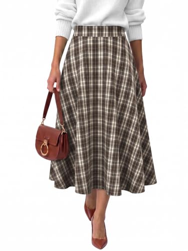 ANRABESS Plaid Maxi Skirt