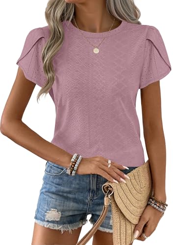ANRABESS Eyelet Petal Sleeve Blouse