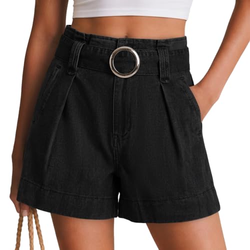 High Waisted Belted Jean Shorts