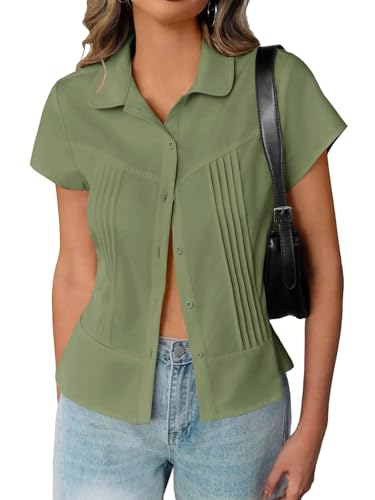 Pleated Button Blouse