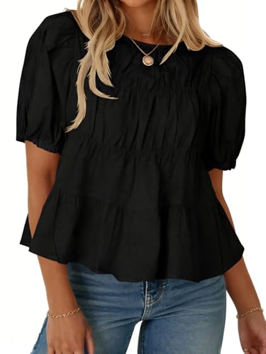 Cotton Puff Sleeve Babydoll Top