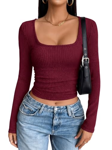 ANRABESS Square Neck Top