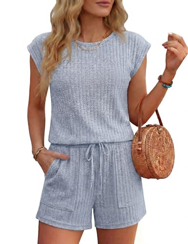 Ribbed Tie Waist Romper
