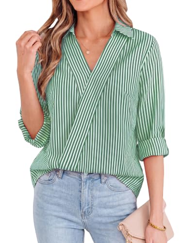 KIRUNDO Striped Fall Outfits V Neck Dressy Women