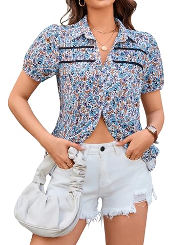 Button Down Puff Sleeve Top