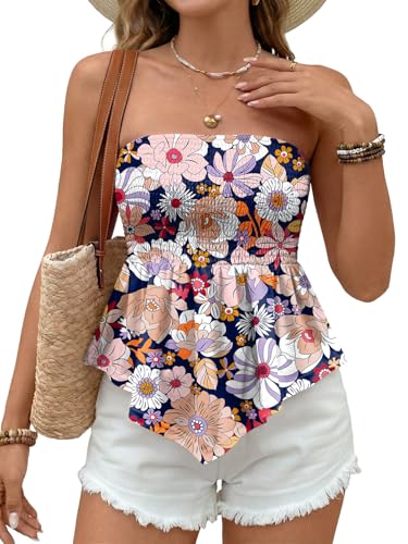 Floral Elastic Trim Tube Top