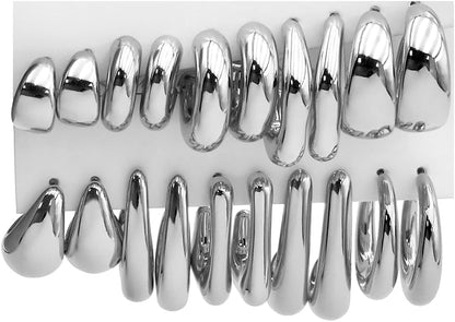 Chunky Gold Hoop Earrings (10pr)