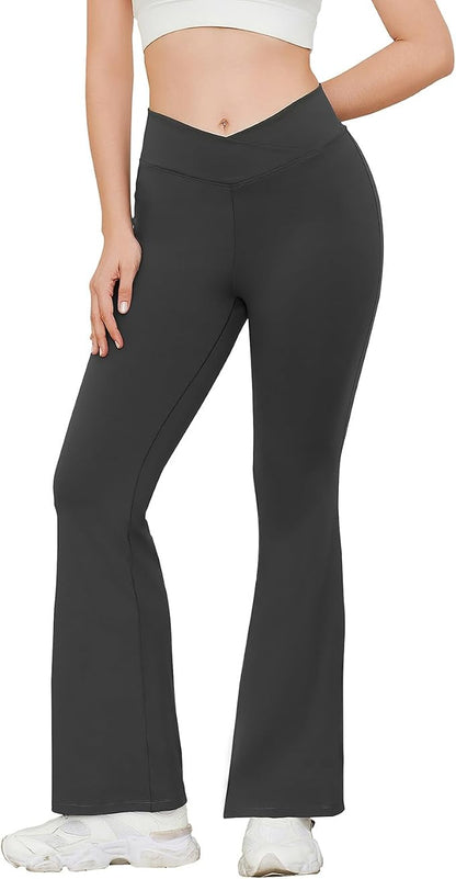 Crossover High-Waist Flare Leggings