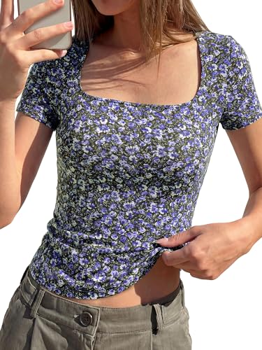 Floral Square Neck Top