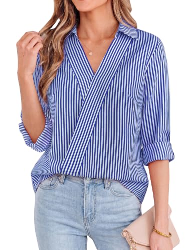 KIRUNDO Striped Fall Outfits V Neck Dressy Women