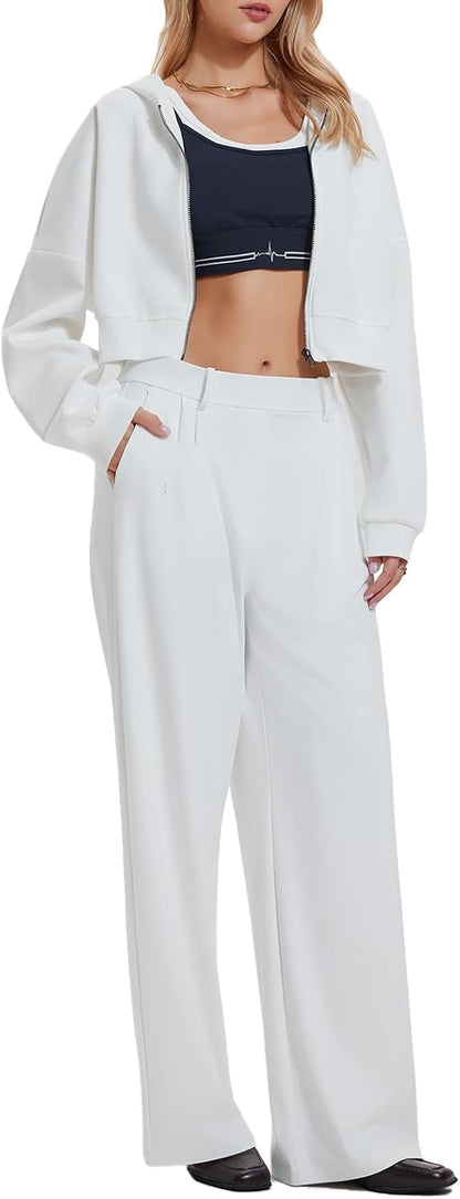 Cropped Hoodie Wide Leg Set