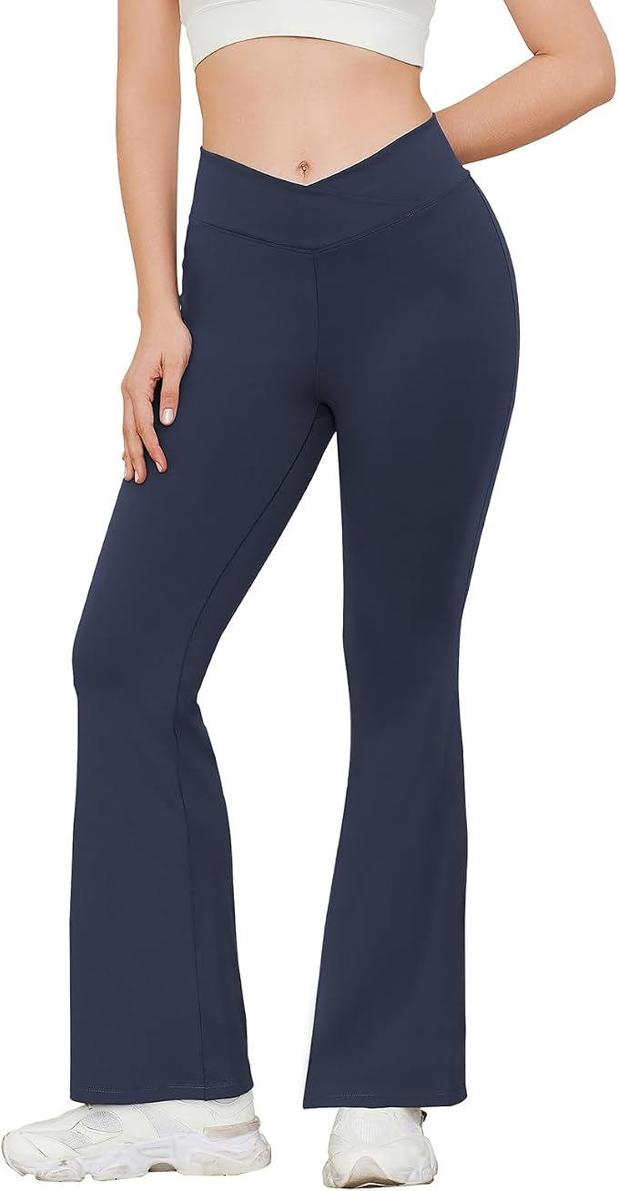 Crossover High-Waist Flare Leggings
