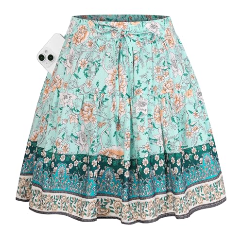 Kate Kasin Women's Boho Mini Skort with Pockets,