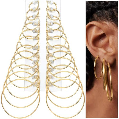 Gold Hoop Earrings (18PR)