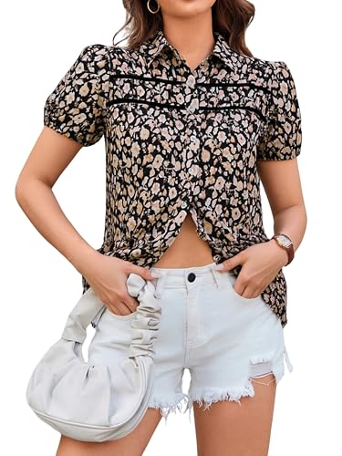 Button Down Puff Sleeve Top