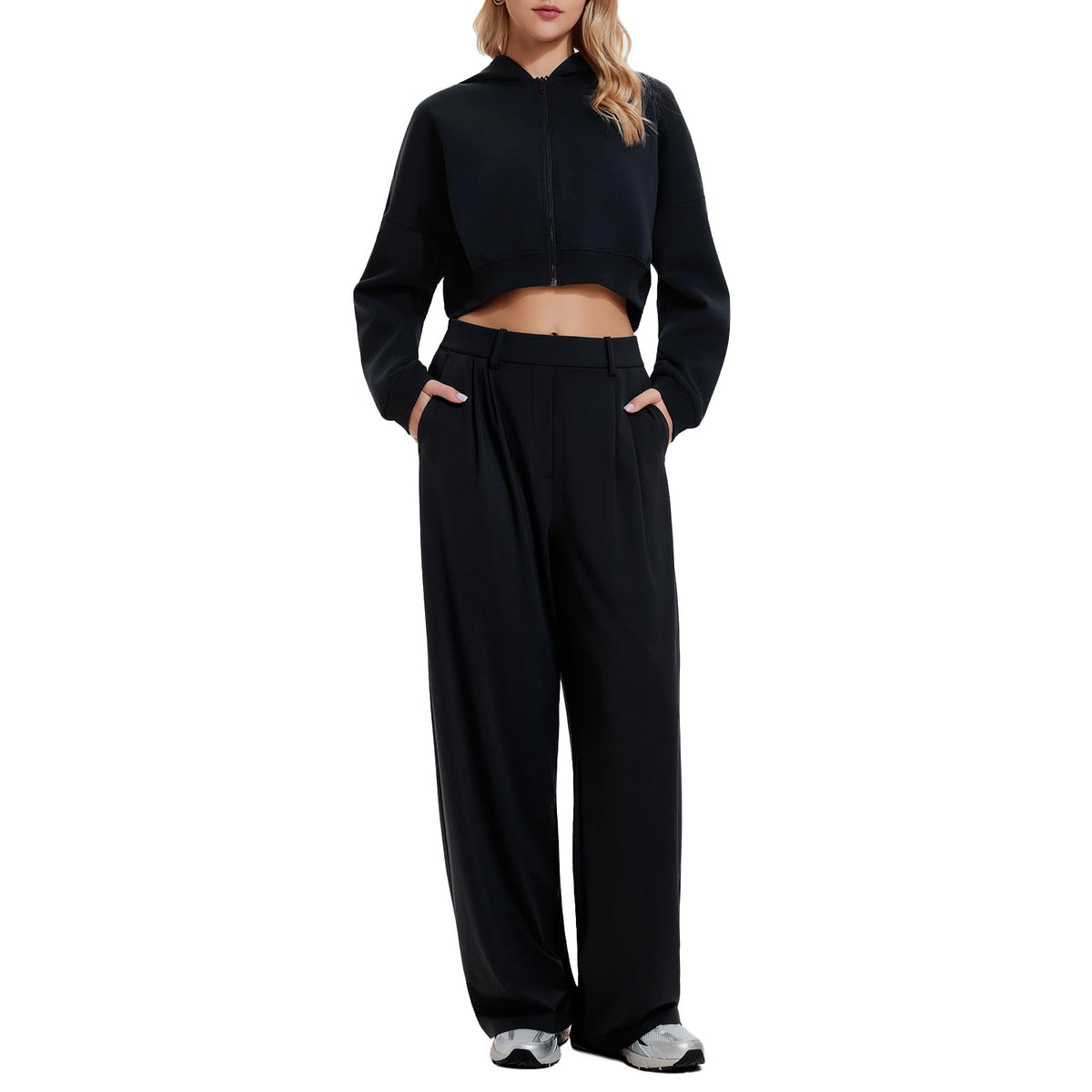Cropped Hoodie Wide Leg Set