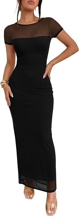 Floral Mesh Maxi Dress