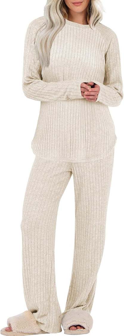 ANRABESS Ribbed Pajama Set