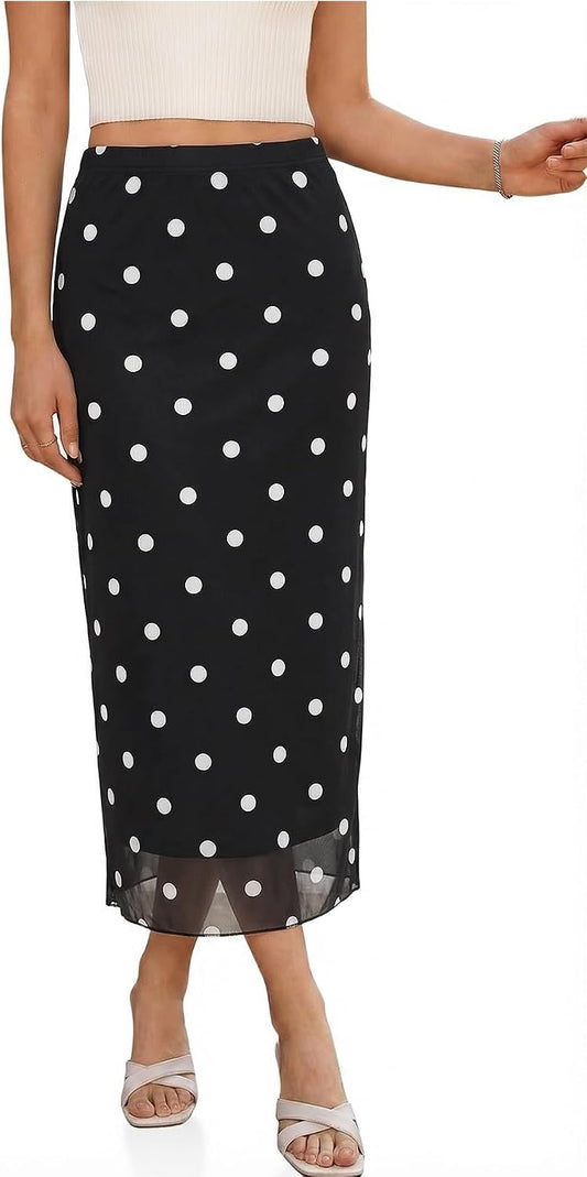 Floral Mesh Midi Skirt