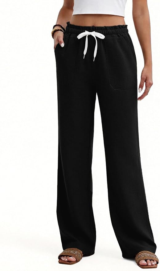 Drawstring Elastic Waist Trousers