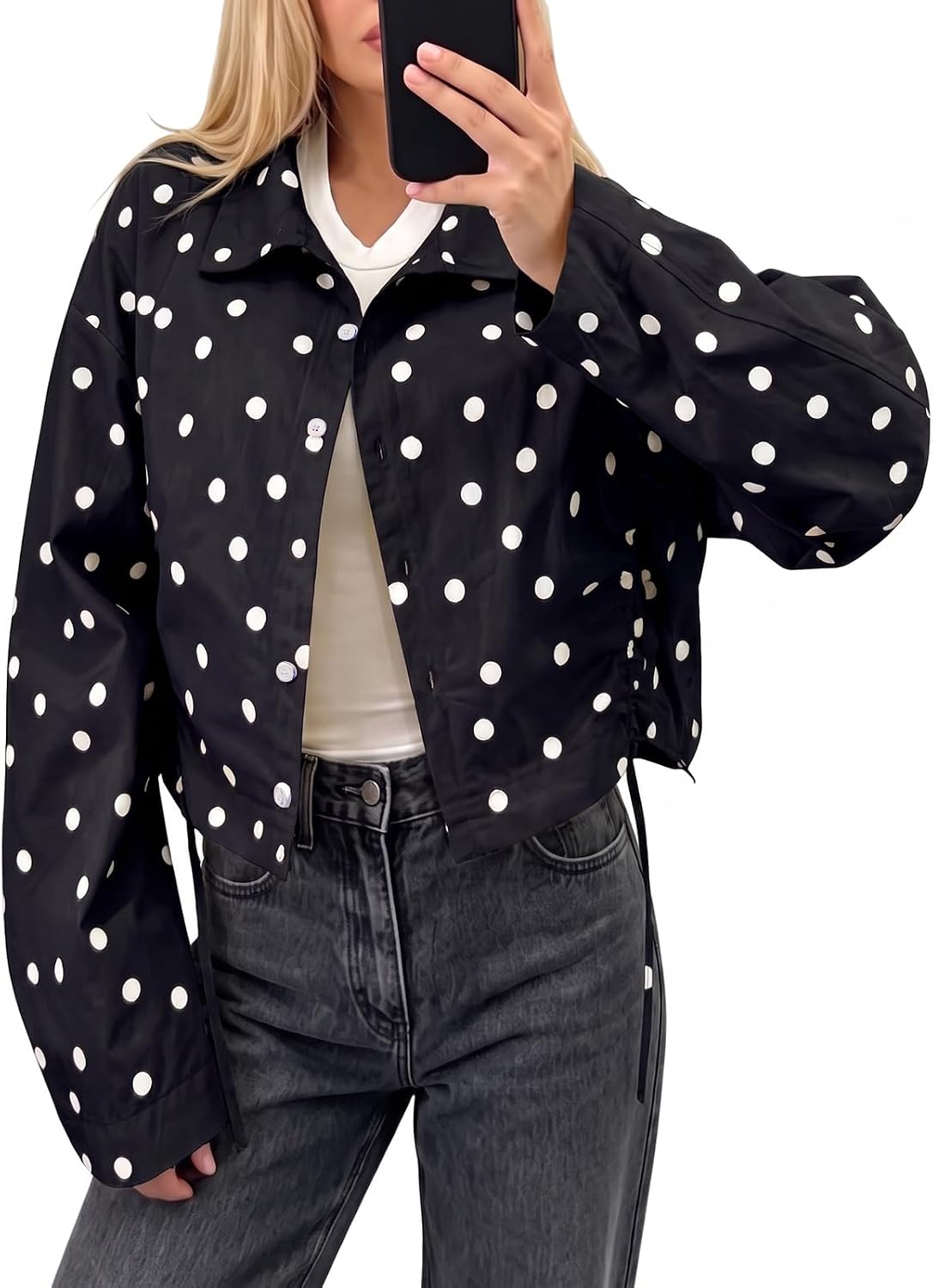 Polka Dot Crop Jacket