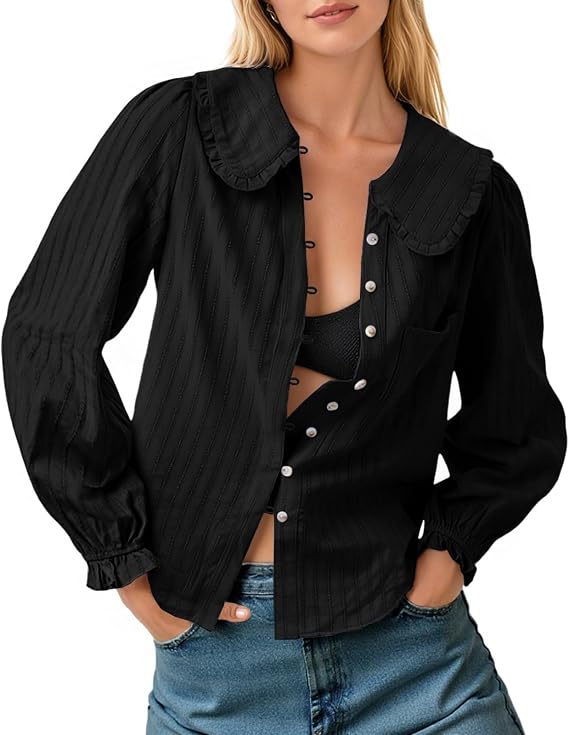 Peter Pan Collar Cotton Shirt