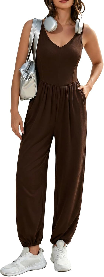 Casual V-Neck Jumpsuit