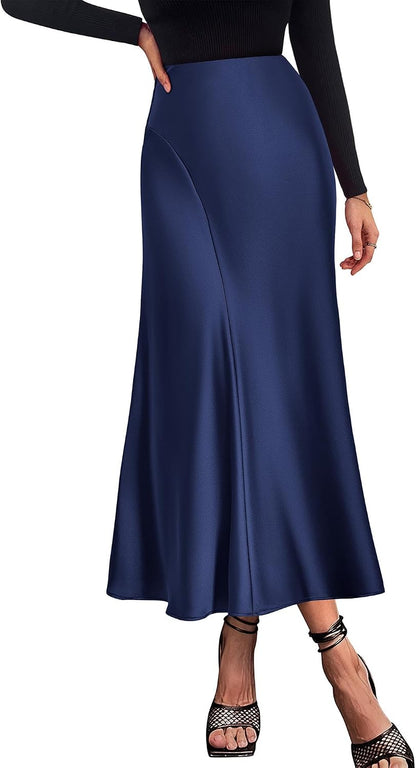 Satin A-Line Maxi Skirt