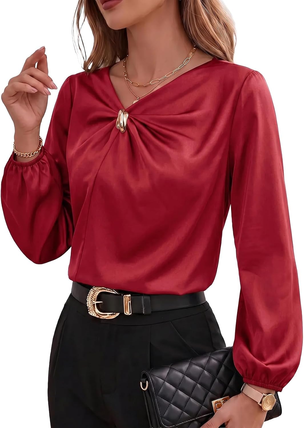 Satin V-Neck Top
