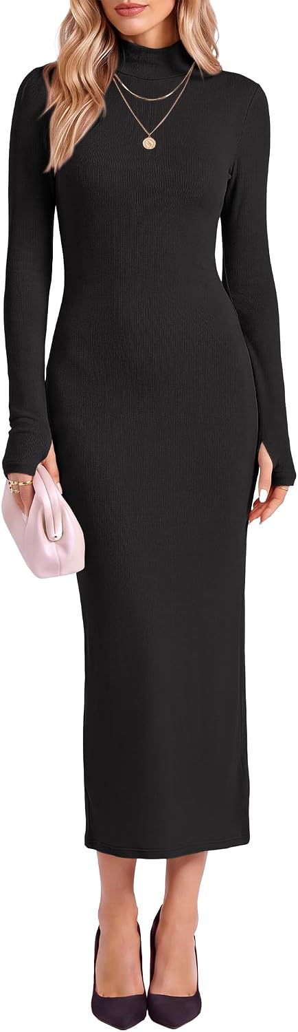 ANRABESS Mock Neck Maxi