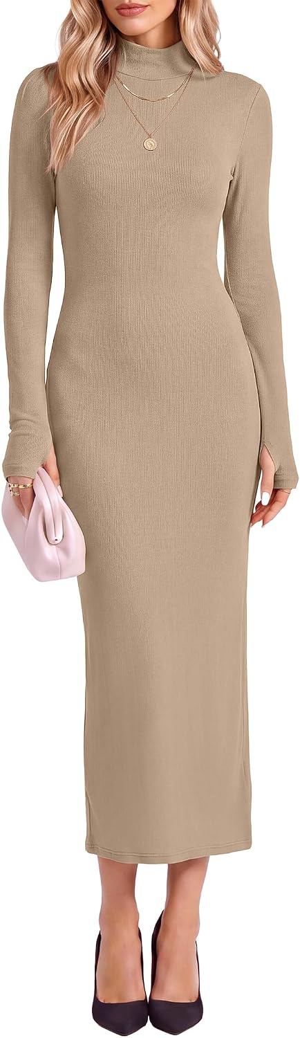 ANRABESS Mock Neck Maxi