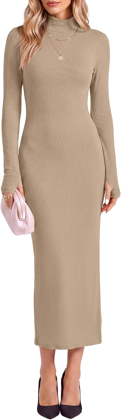 ANRABESS Mock Neck Maxi