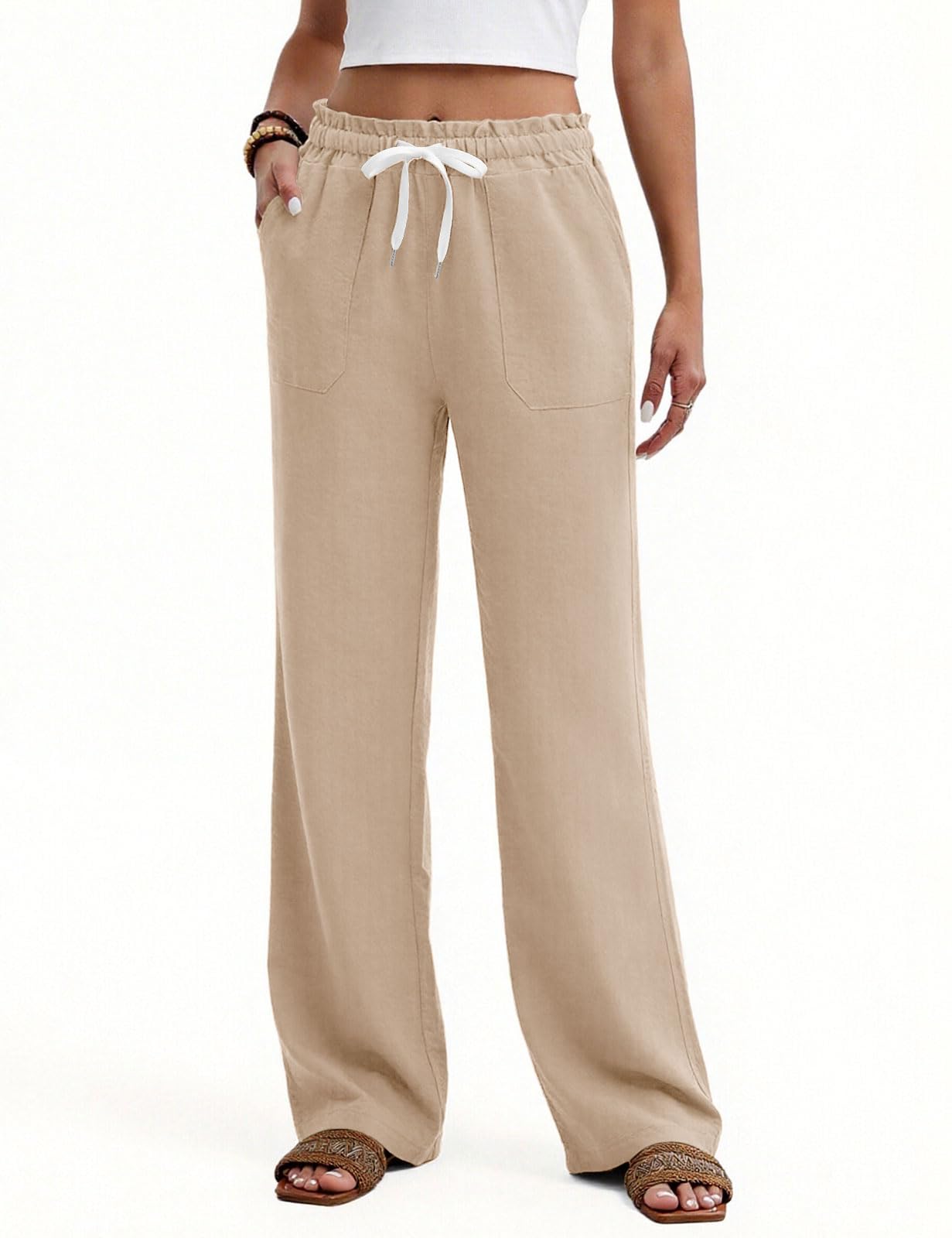 Drawstring Elastic Waist Trousers