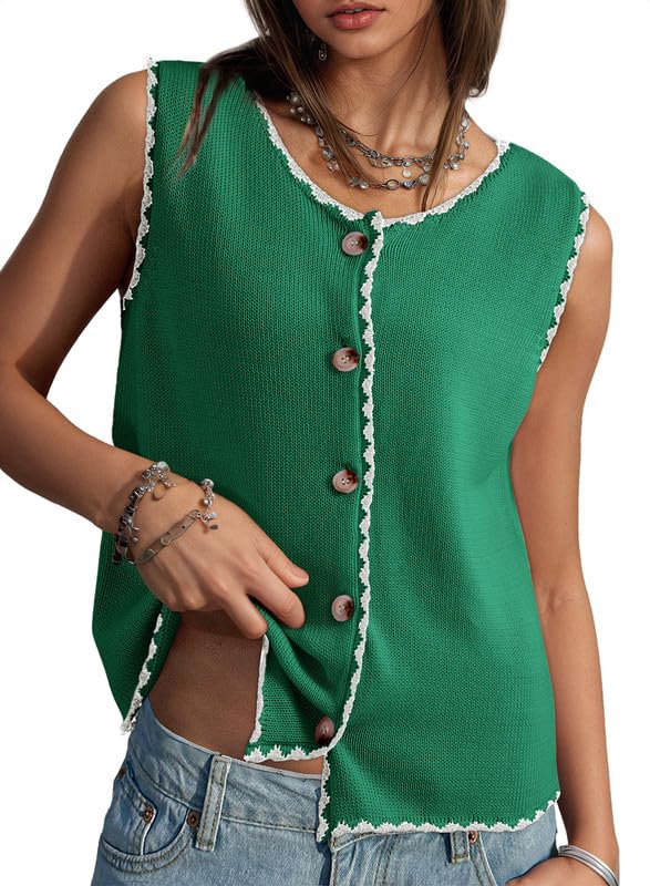 Button Up Color Block Vest
