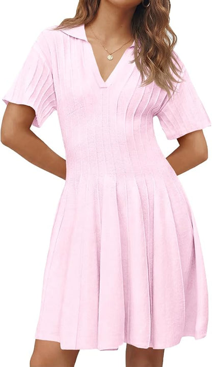 Pleated Sweater Dress