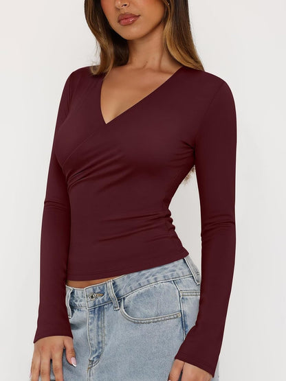 Wrap V-Neck Blouse