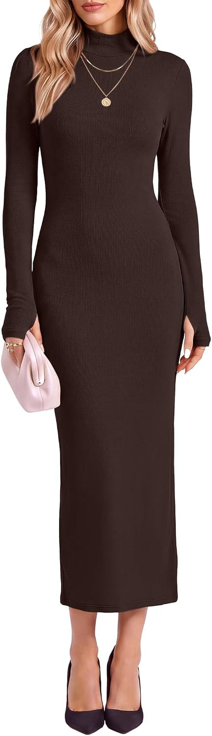 ANRABESS Mock Neck Maxi