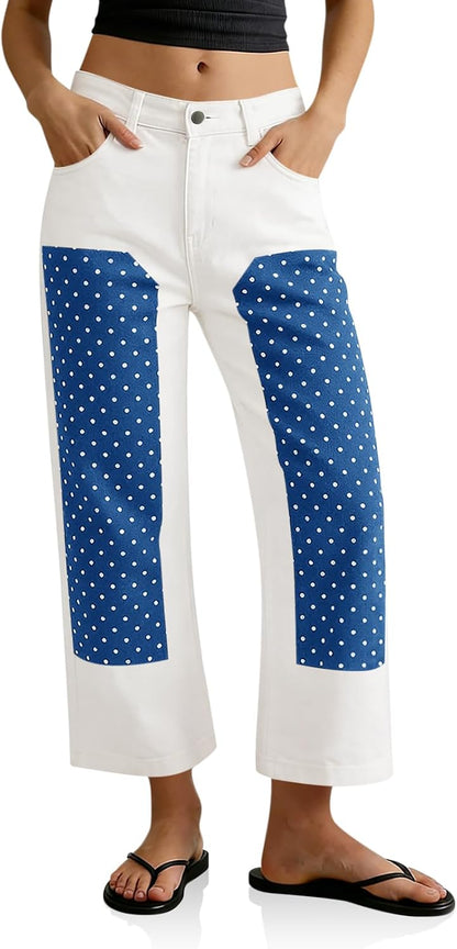 Patchwork Cropped Jeans