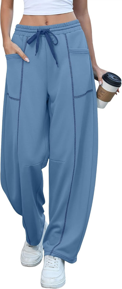 Contrast Barrel Pants