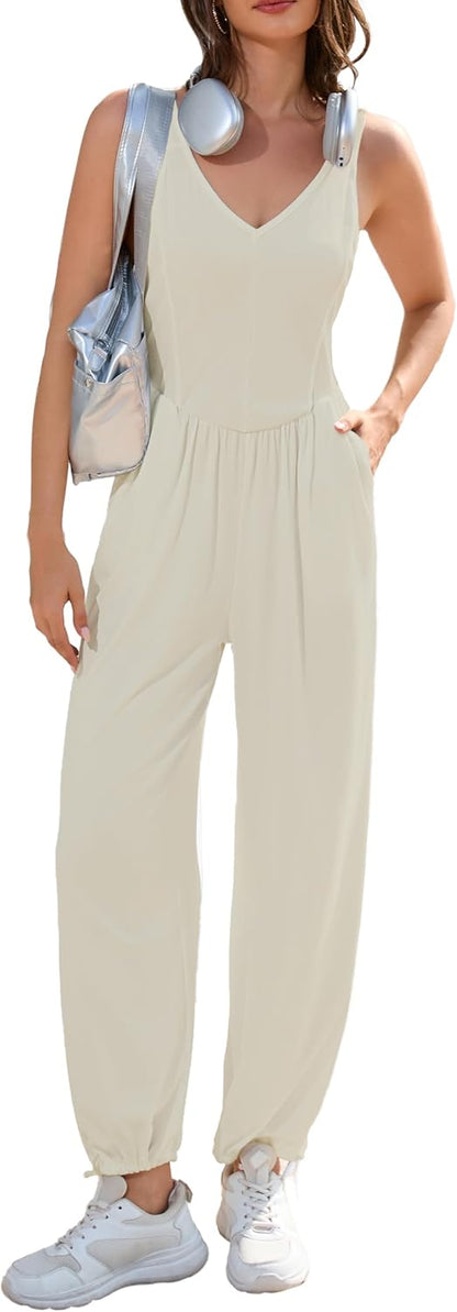 Casual V-Neck Jumpsuit